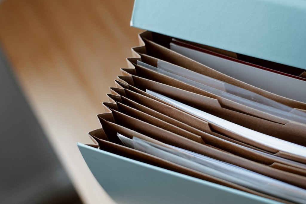 a folder with paperwork