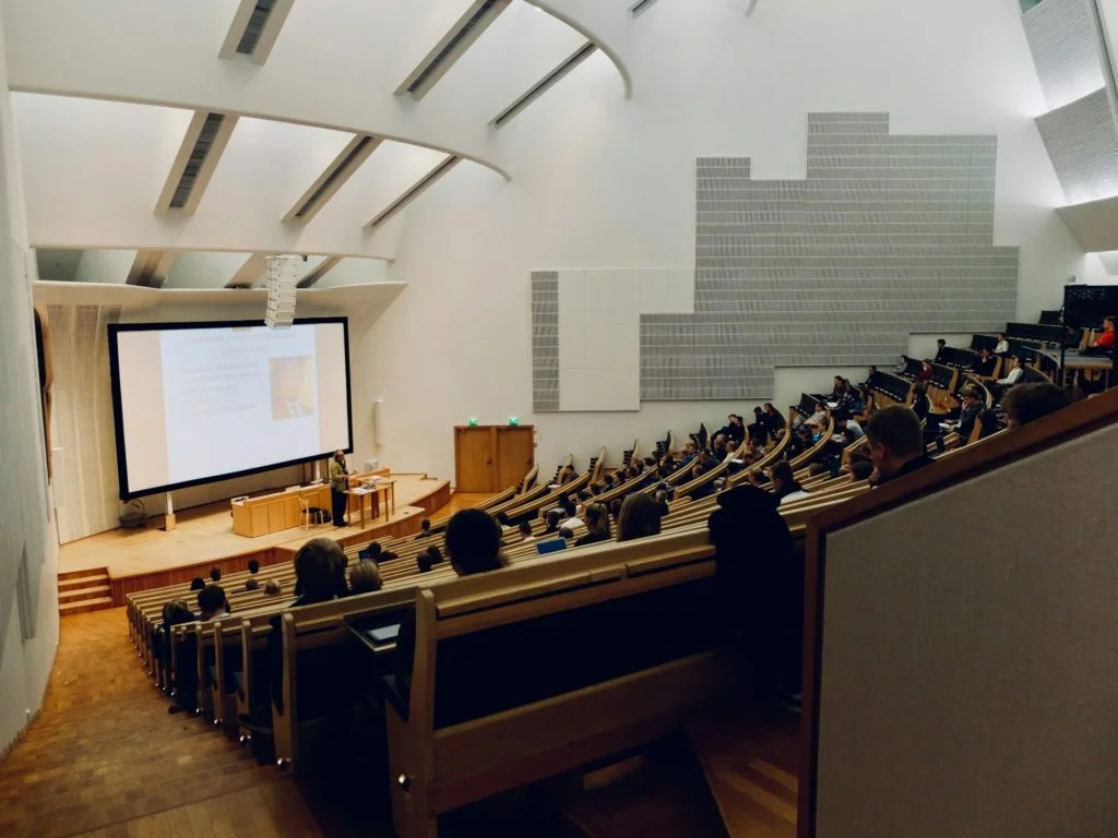 a lecture room full of students